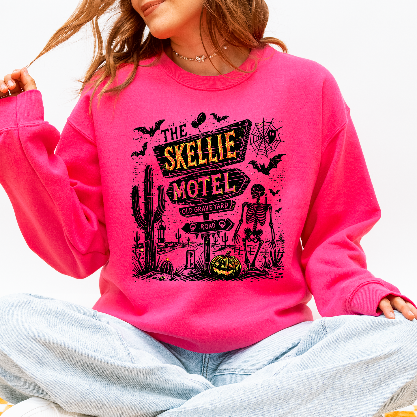 The Skellie Motel, Skeleton, Halloween Sweatshirt
