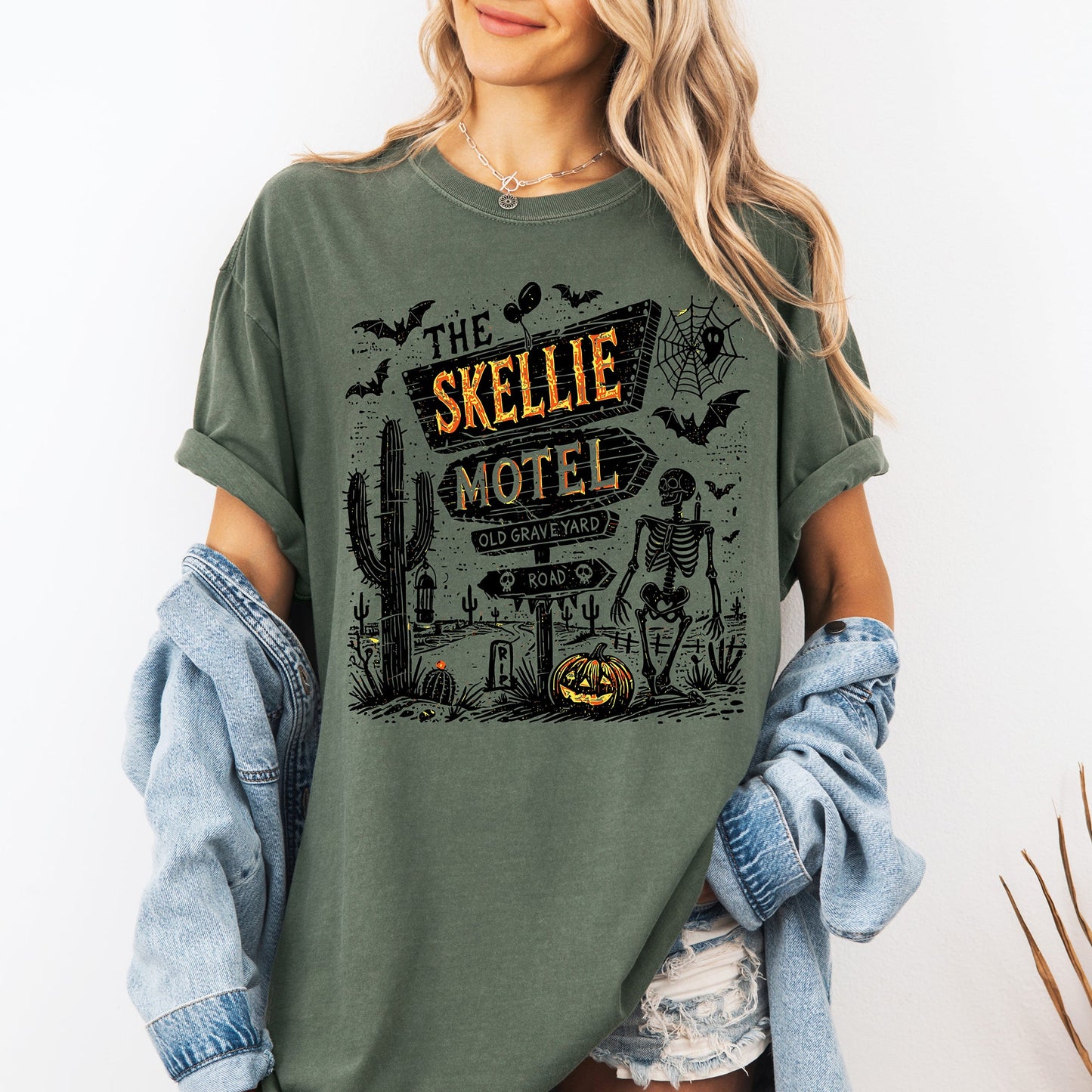 The Skellie Motel, Skeleton, Halloween, Comfort Colors T-Shirt