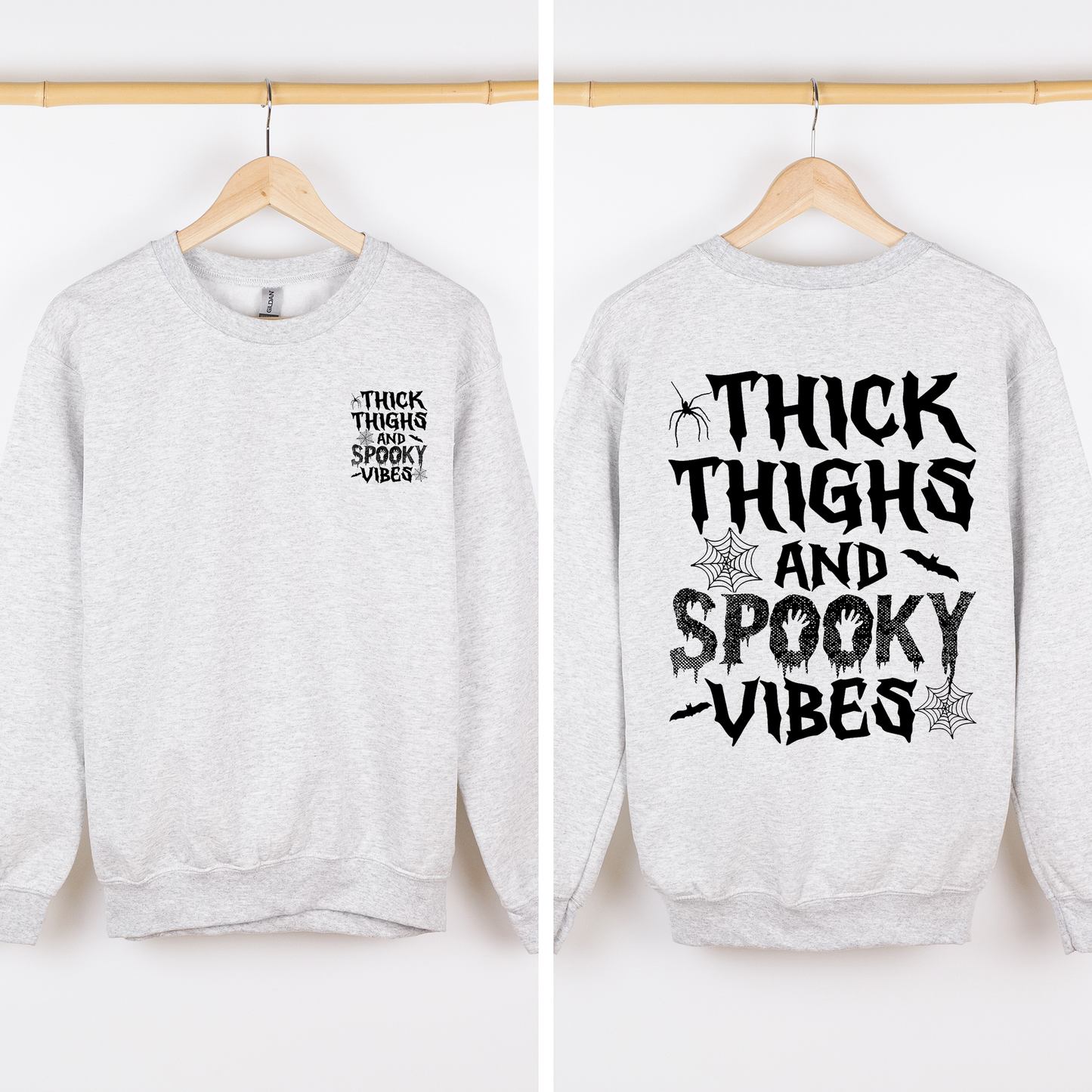 Thick Thighs Spooky Vibes Front and Back Halloween Hoodie Fall Hoodie