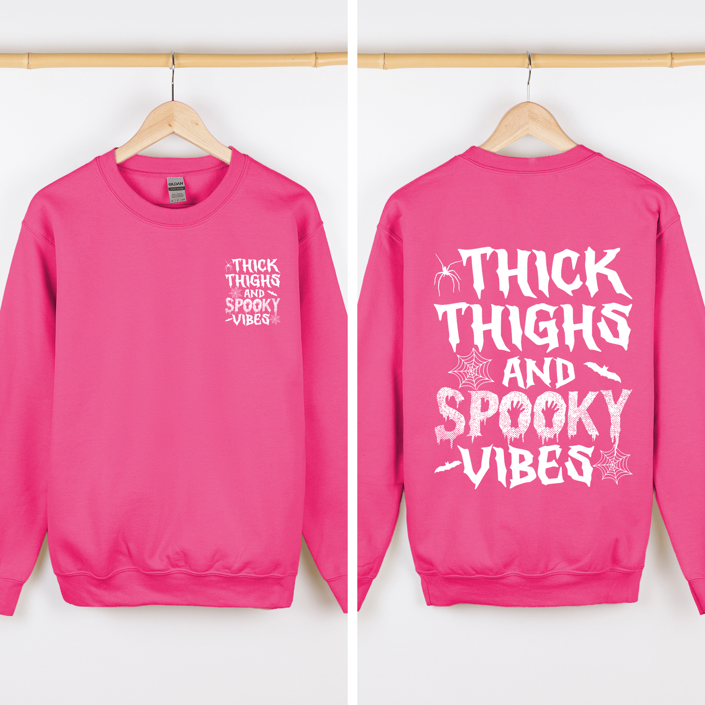 Thick Thighs Spooky Vibes Front and Back Halloween Hoodie Fall Hoodie
