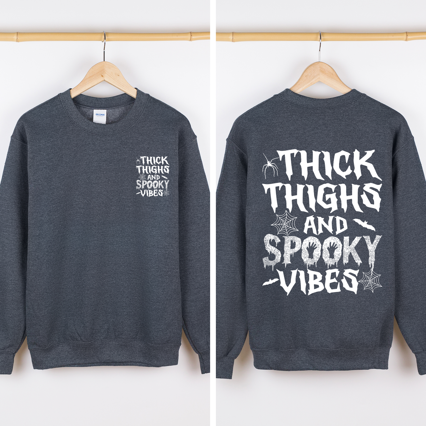 Thick Thighs Spooky Vibes Front and Back Halloween Hoodie Fall Hoodie