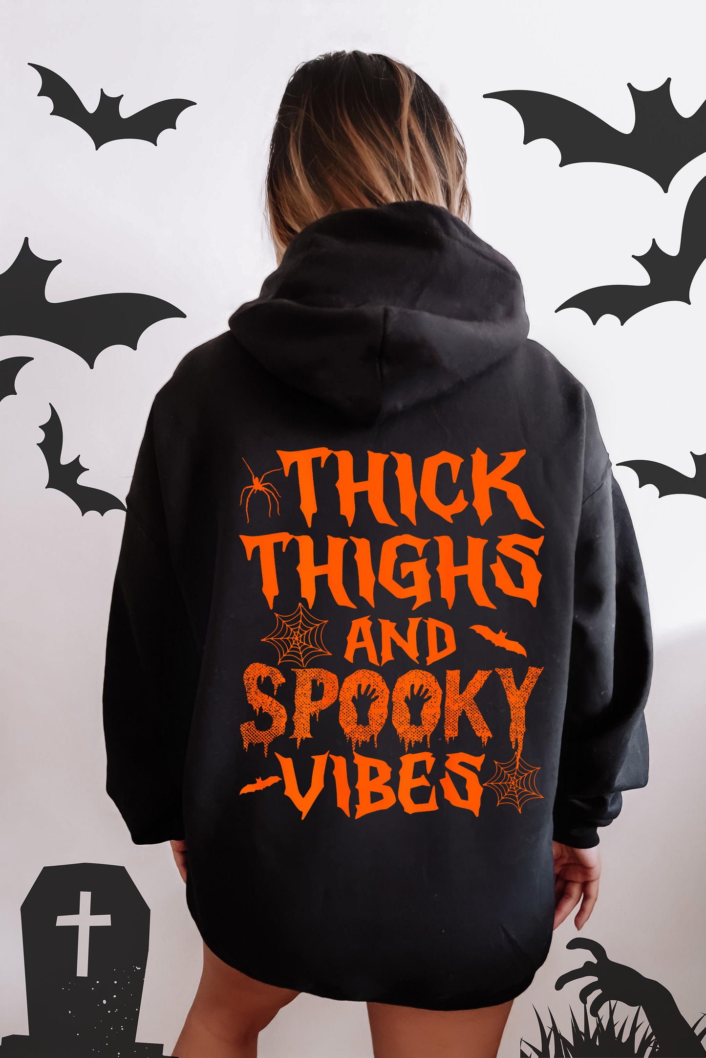 Reading Ghost Graphic Front and Back Halloween Hoodie Refinery Number One