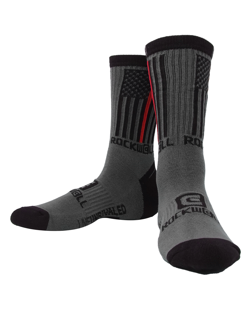 Firefighter Flag Crew Socks with 100% Knitted Design