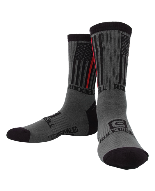 Firefighter Flag Crew Socks with 100% Knitted Design