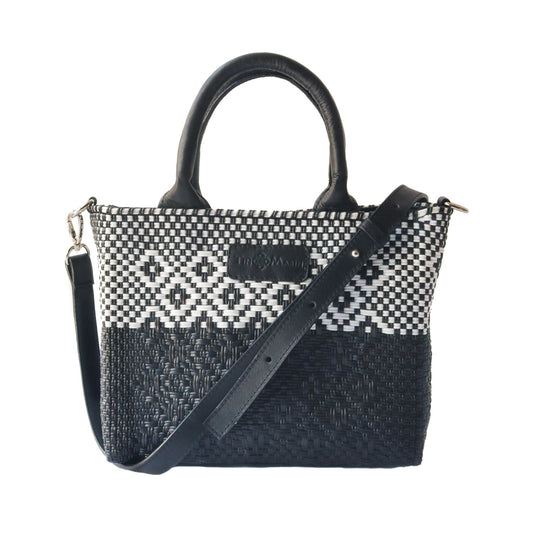Small Woven Crossbody Black Leather Bag Tin Marin