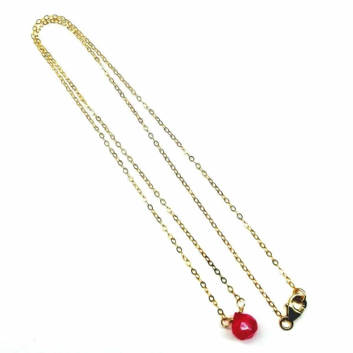 Hot Pink Chalcedony Tiny Gold Filled Necklace Alexa Martha Designs