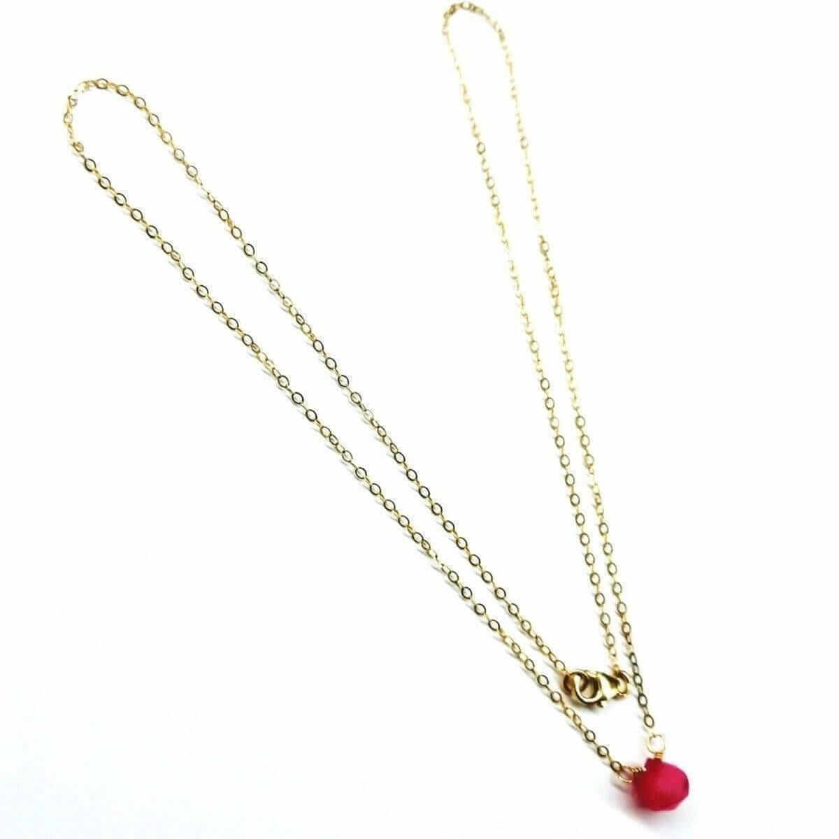 Hot Pink Chalcedony Tiny Gold Filled Necklace Alexa Martha Designs