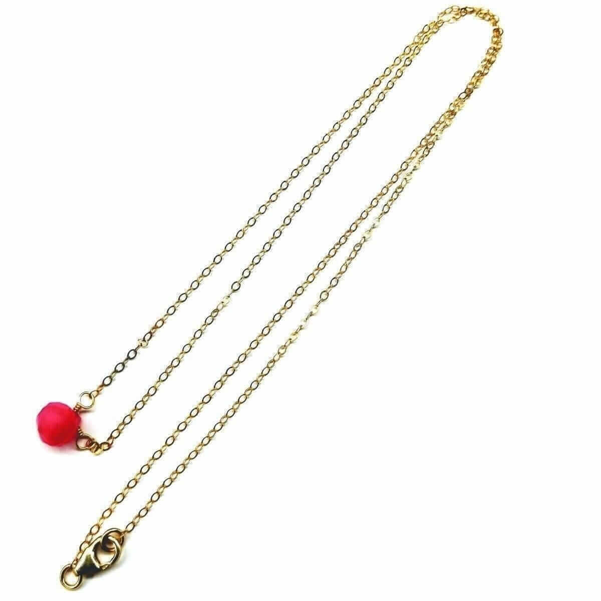 Hot Pink Chalcedony Tiny Gold Filled Necklace Alexa Martha Designs