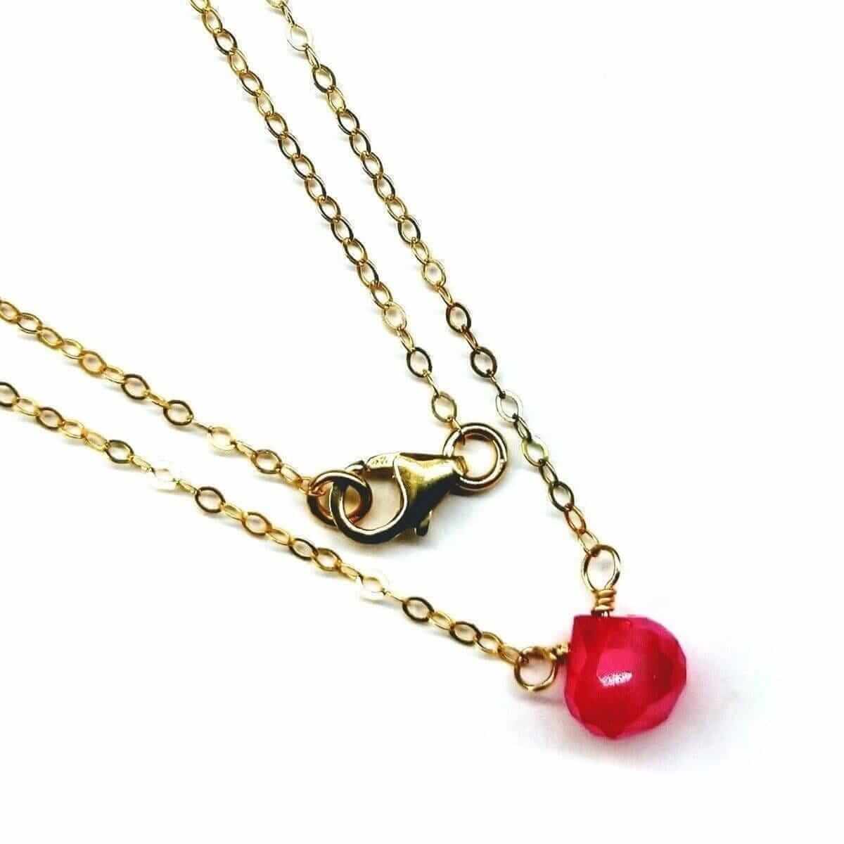 Hot Pink Chalcedony Tiny Gold Filled Necklace Alexa Martha Designs