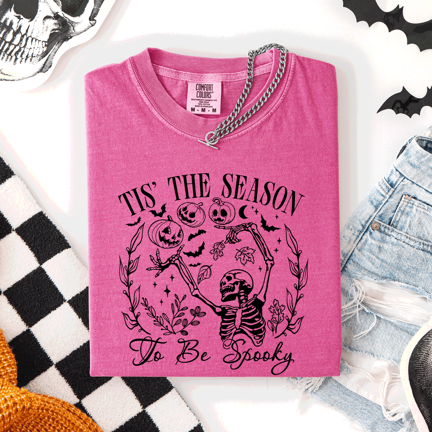 Tis The Season To Be Spooky, Retro, Classic, Halloween, Skeleton, Comfort Colors T-Shirt