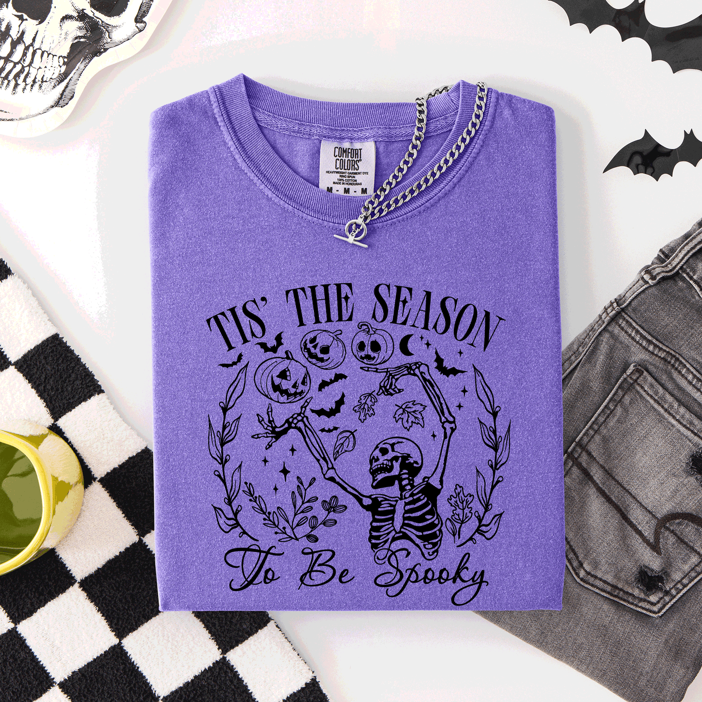 Tis The Season To Be Spooky, Retro, Classic, Halloween, Skeleton, Comfort Colors T-Shirt