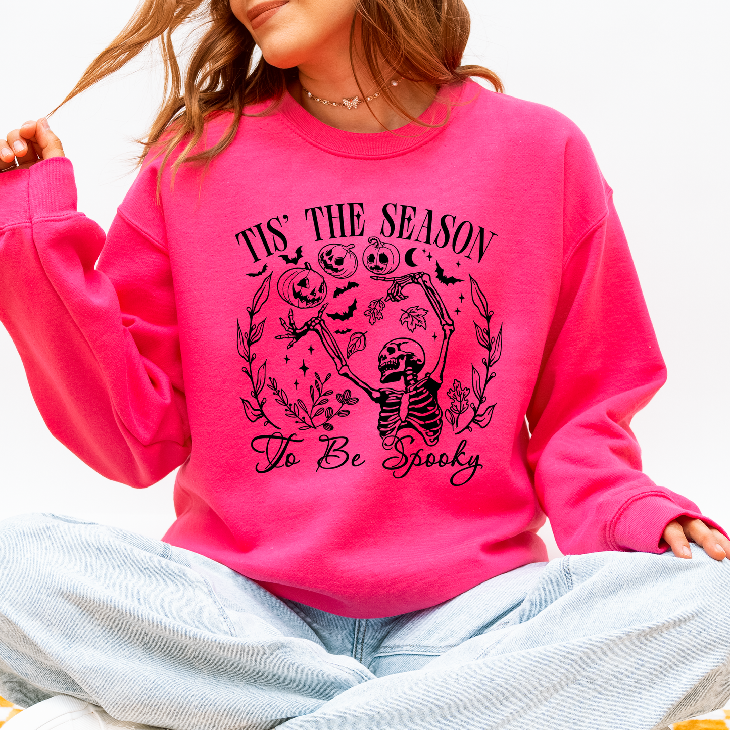 Tis The Season To Be Spooky, Retro, Classic, Halloween, Skeleton Sweatshirt