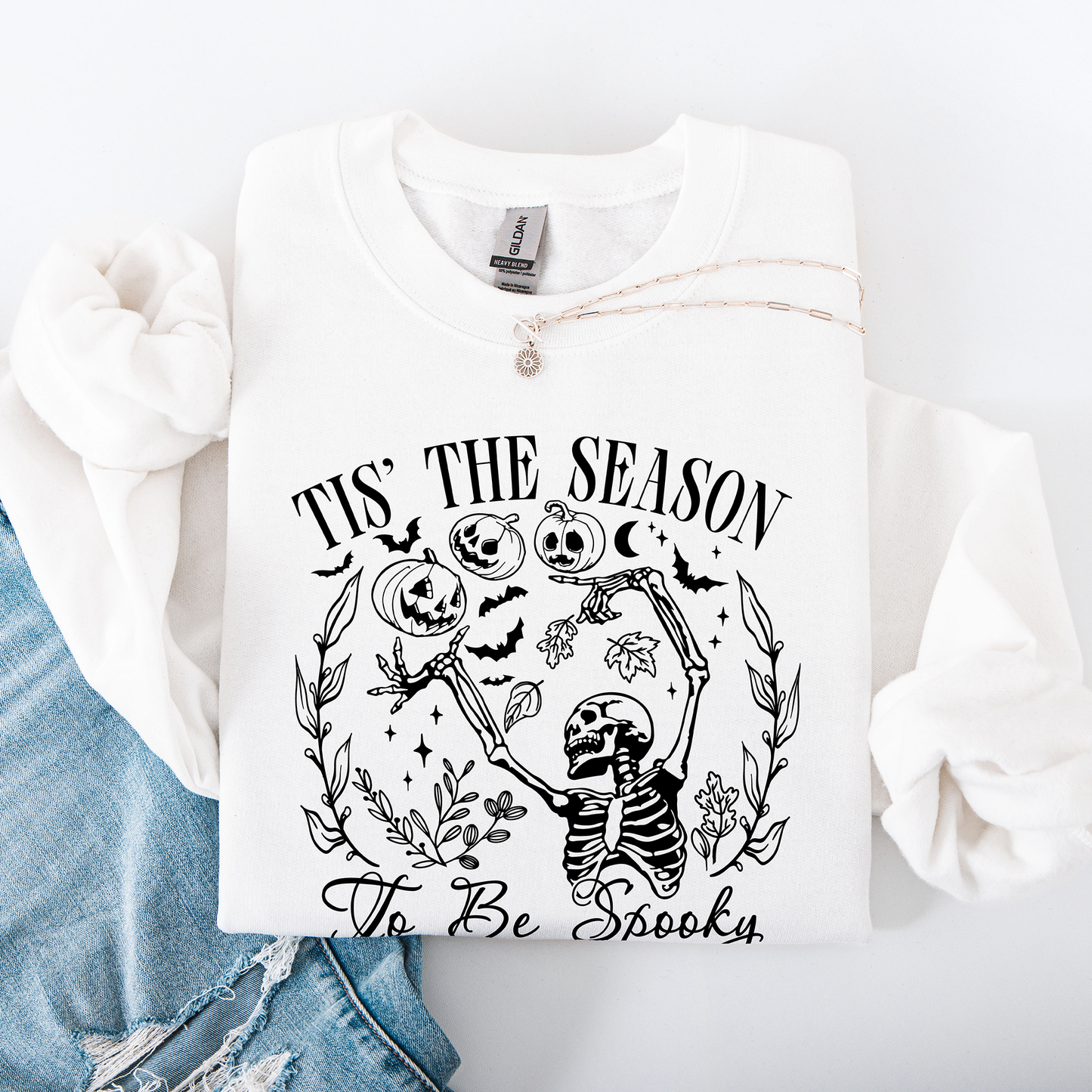 Tis The Season To Be Spooky, Retro, Classic, Halloween, Skeleton Sweatshirt