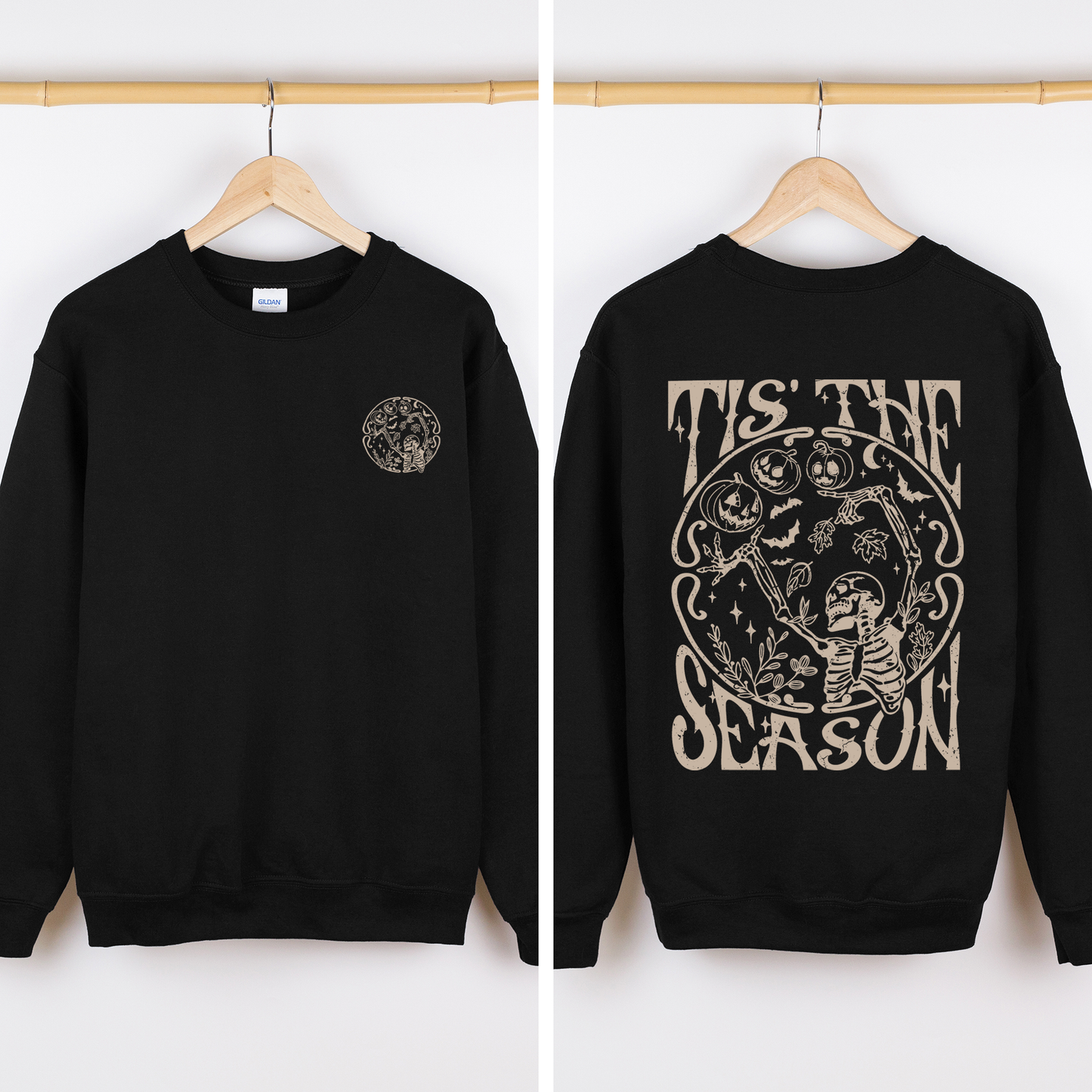 Tis The Season, Front and Back, Spooky, Skeleton, Funny, Halloween Sweatshirt
