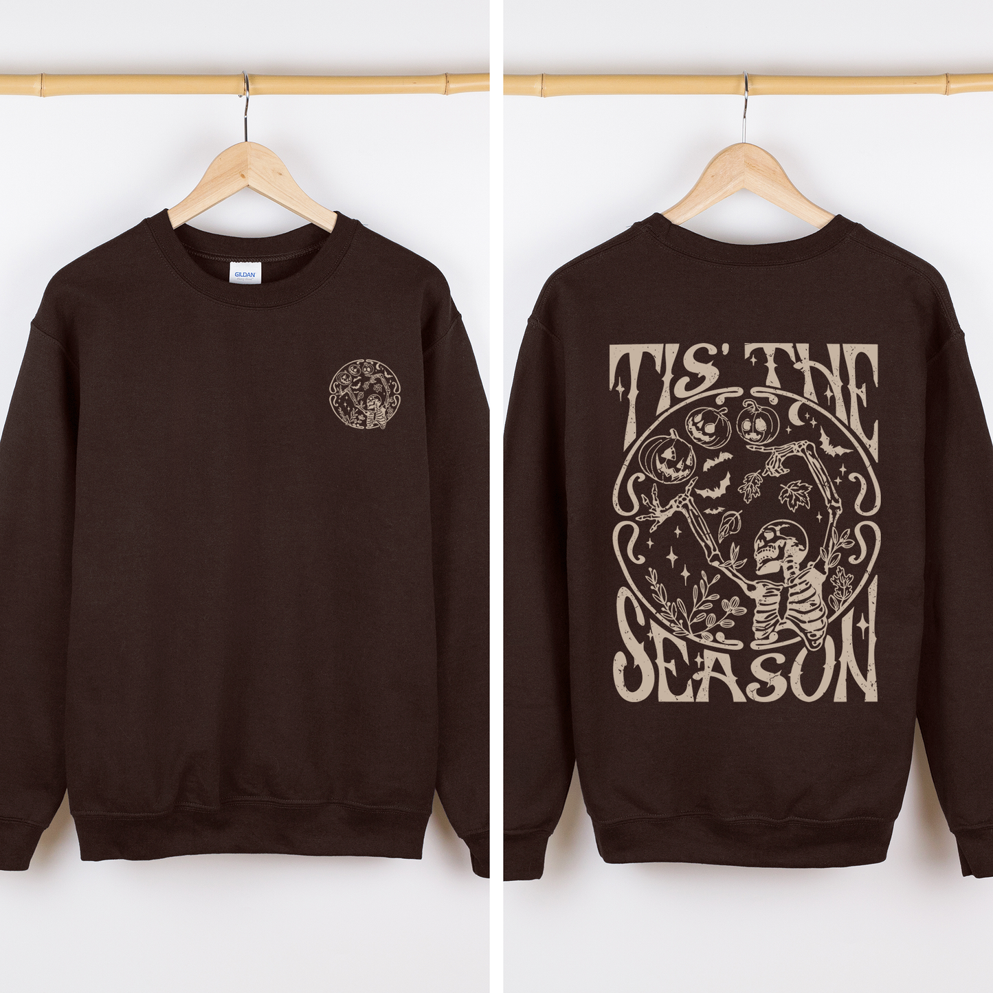 Tis The Season, Front and Back, Spooky, Skeleton, Funny, Halloween Sweatshirt