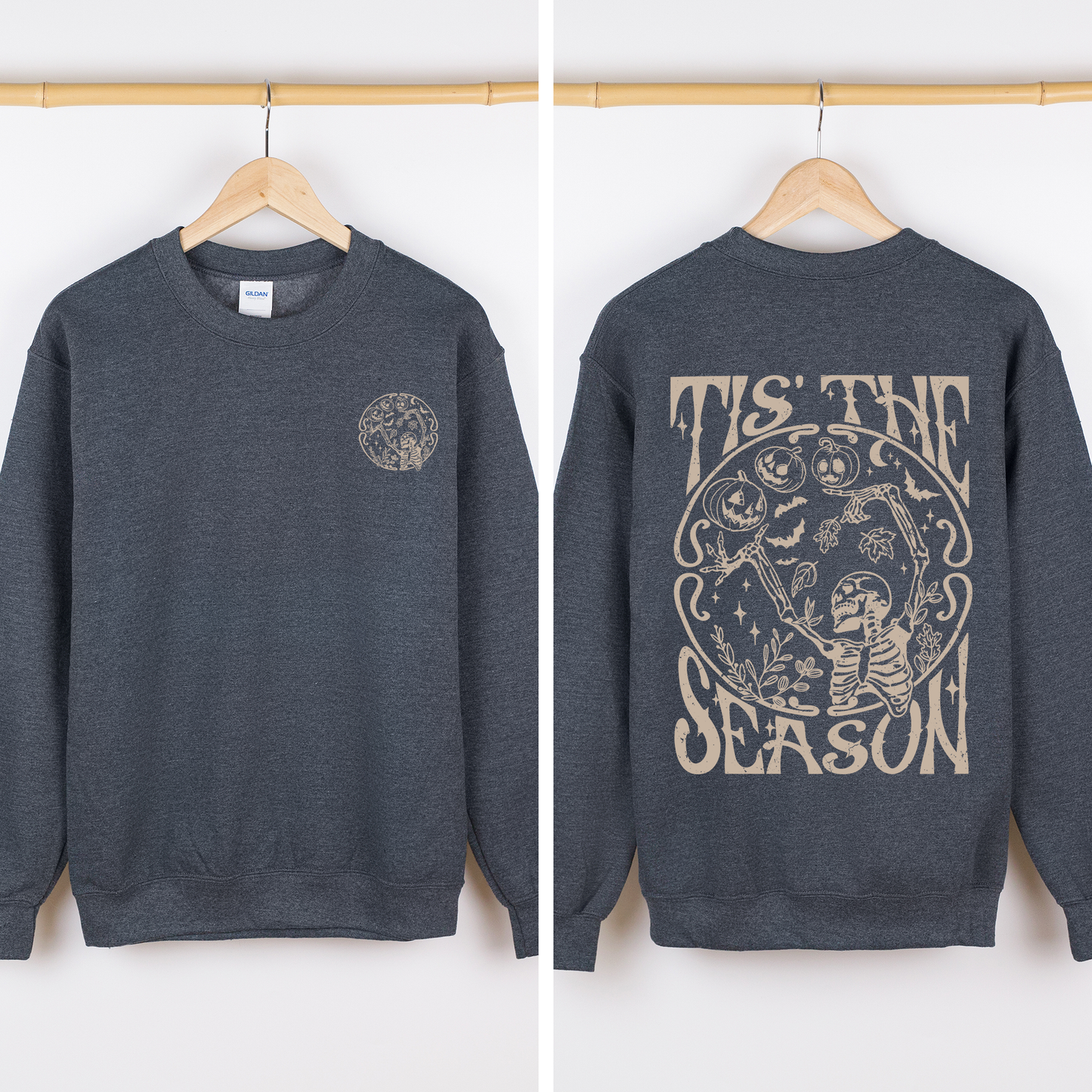 Tis The Season, Front and Back, Spooky, Skeleton, Funny, Halloween Sweatshirt