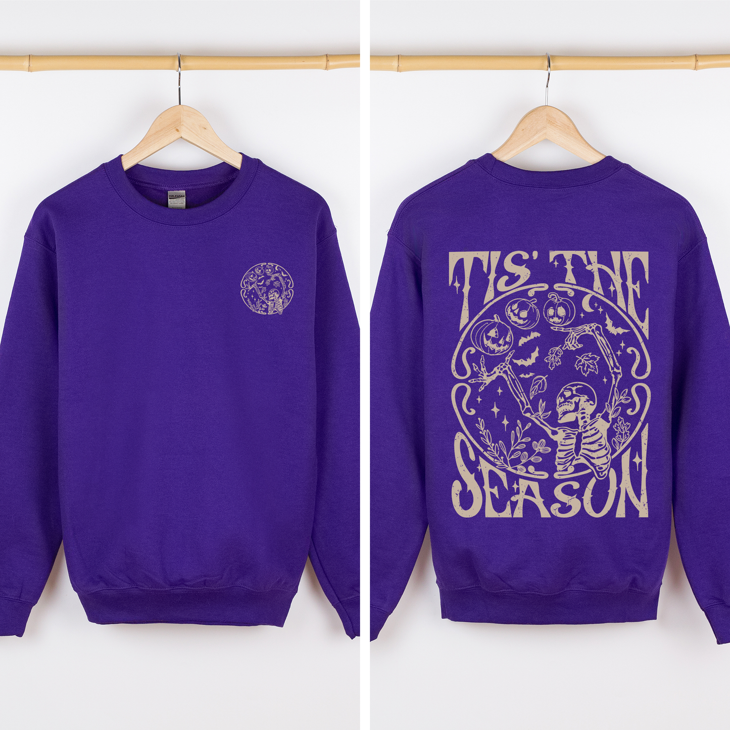 Tis The Season, Front and Back, Spooky, Skeleton, Funny, Halloween Sweatshirt