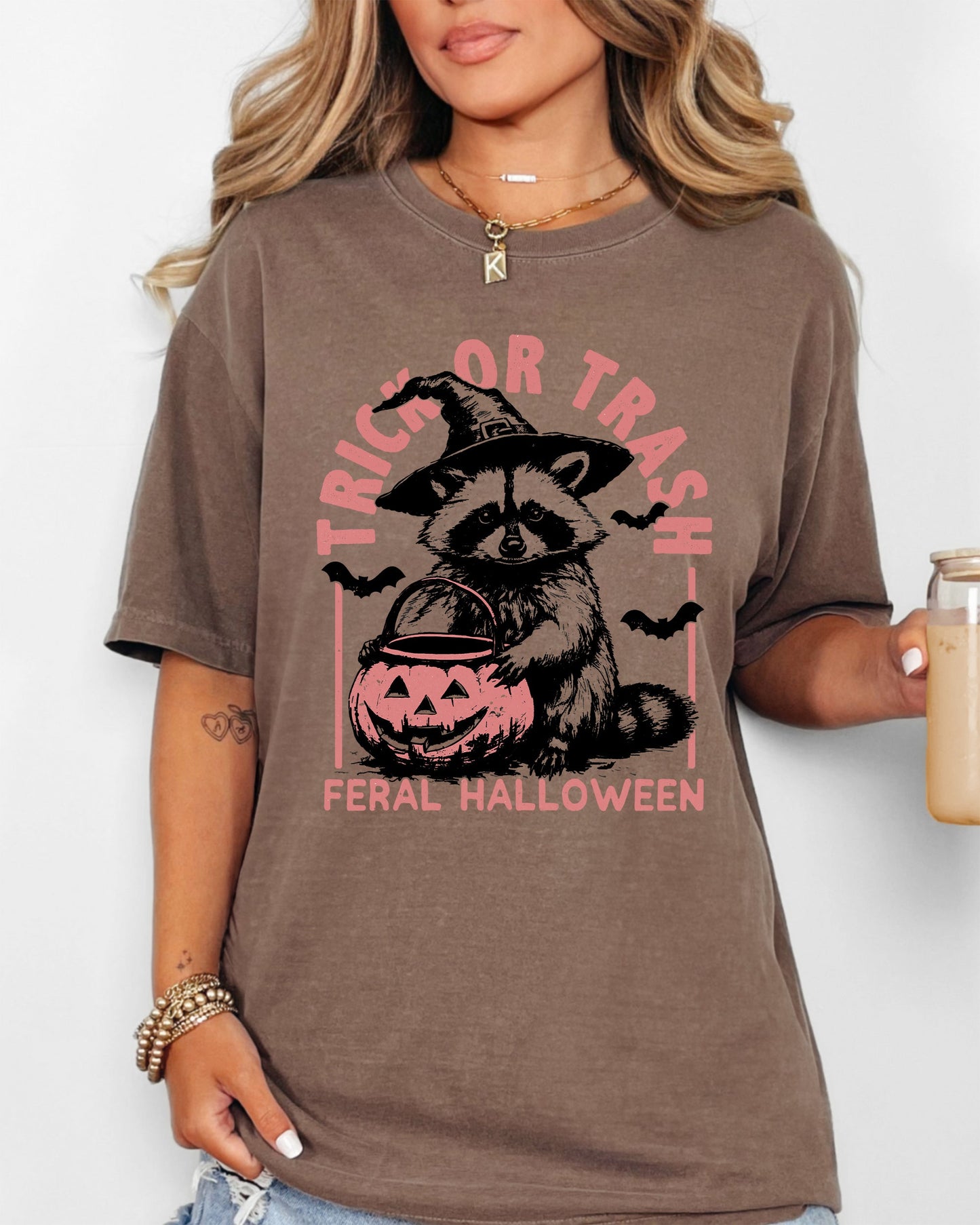 Trick or Trash, Feral Halloween, Raccoon, Trick Or Treat, Funny, Meme, Witch, Costume Shirt Comfort Colors T-Shirt