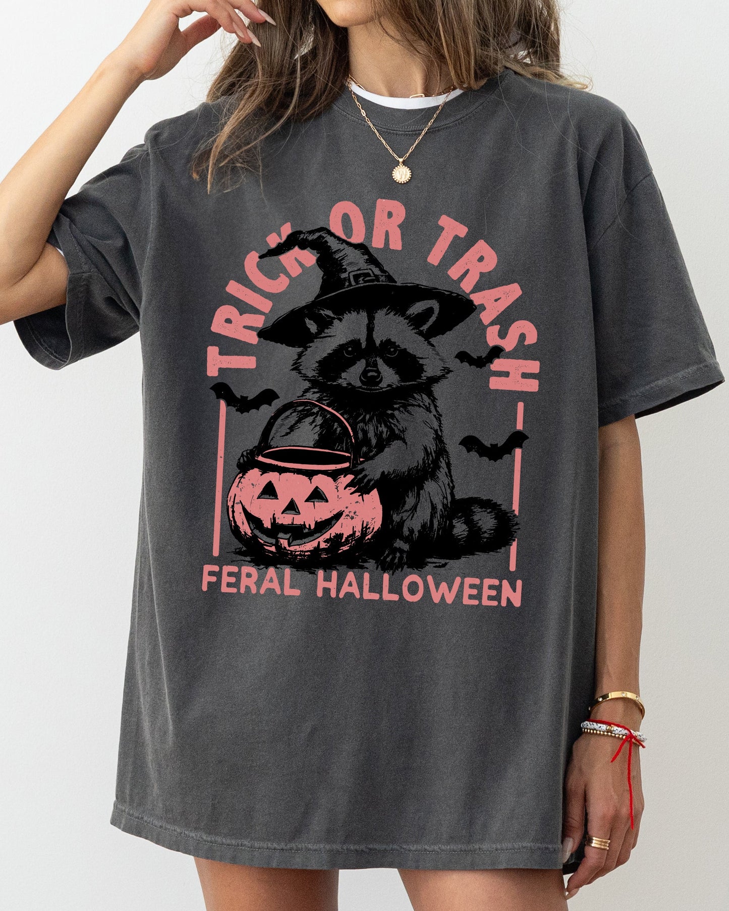 Trick or Trash, Feral Halloween, Raccoon, Trick Or Treat, Funny, Meme, Witch, Costume Shirt Comfort Colors T-Shirt