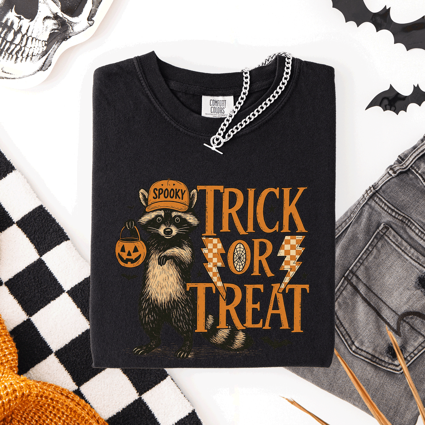 Trick or Treat Raccoon, Cute, Halloween, Spooky, Comfort Colors T-Shirt