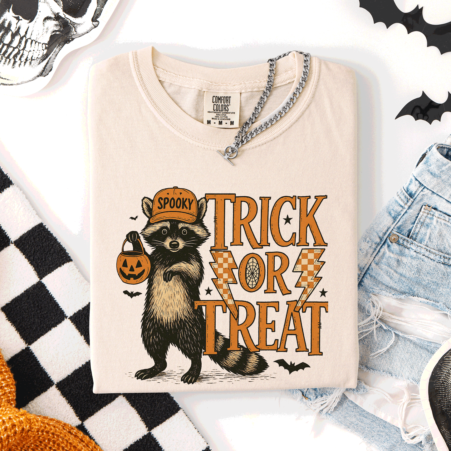 Trick or Treat Raccoon, Cute, Halloween, Spooky, Comfort Colors T-Shirt