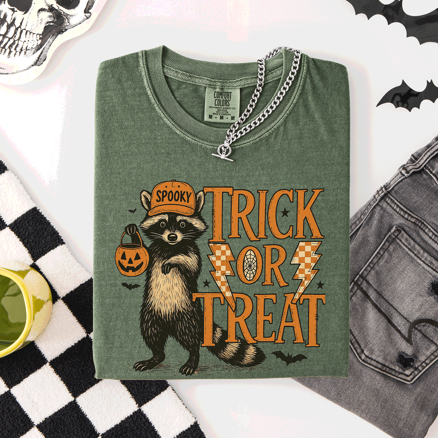 Trick or Treat Raccoon, Cute, Halloween, Spooky, Comfort Colors T-Shirt