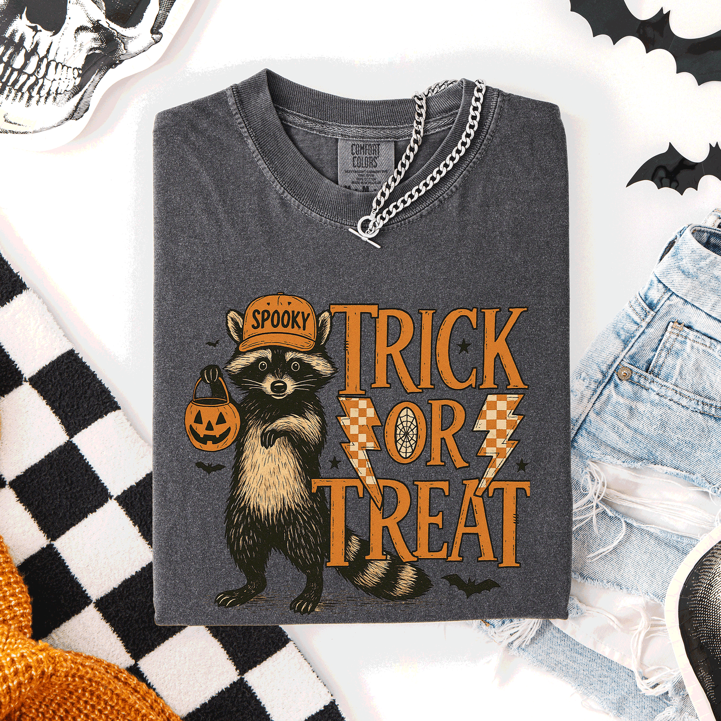 Trick or Treat Raccoon, Cute, Halloween, Spooky, Comfort Colors T-Shirt