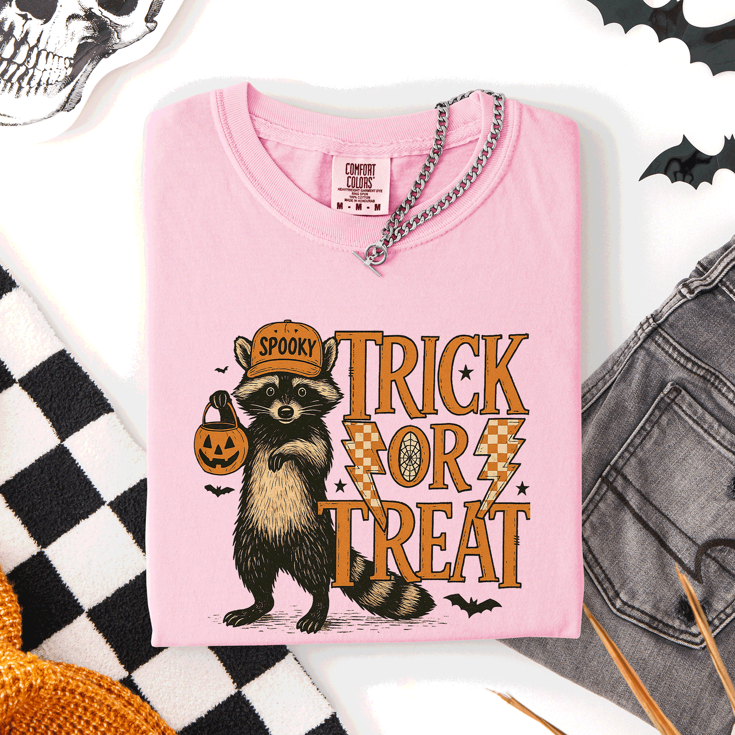 Trick or Treat Raccoon, Cute, Halloween, Spooky, Comfort Colors T-Shirt