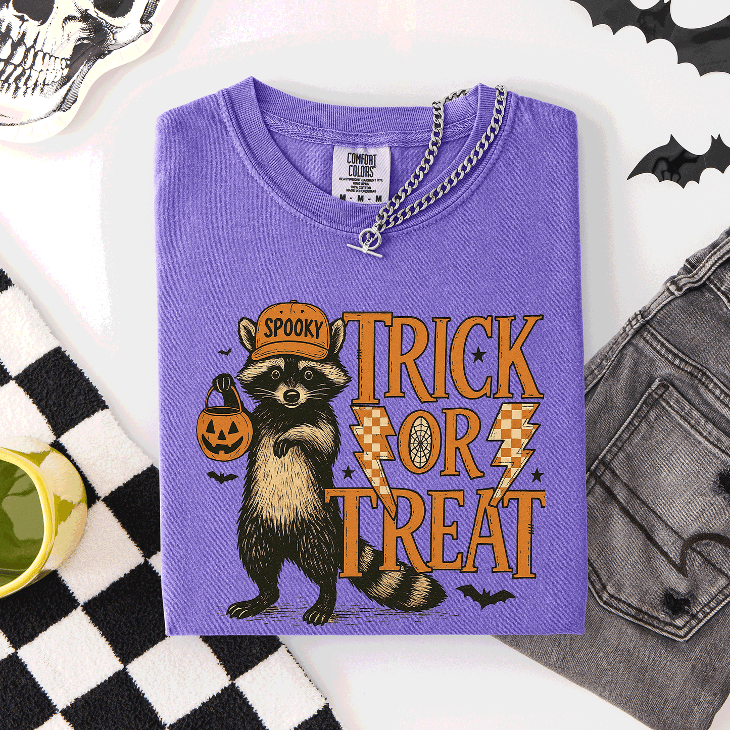 Trick or Treat Raccoon, Cute, Halloween, Spooky, Comfort Colors T-Shirt