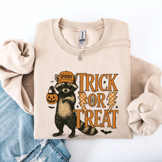 Trick or Treat Raccoon, Cute, Halloween, Spooky Sweatshirt
