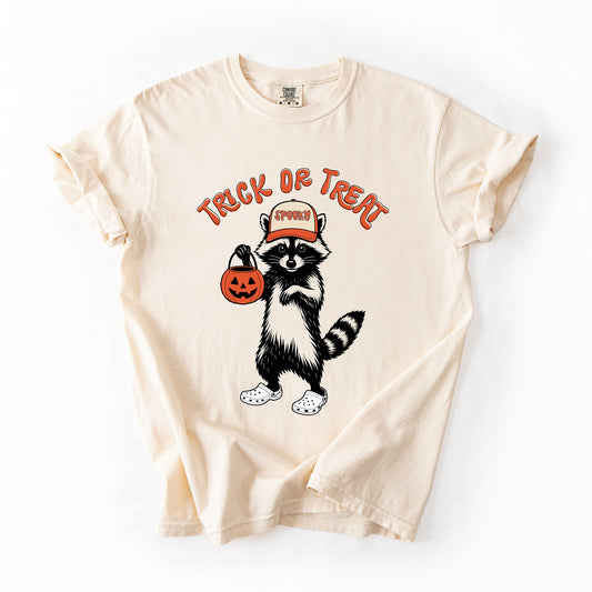Trick or Treat, Feral Raccoon, Funny, Spooky, Halloween, Trending Graphic Tee, Tshirt, Comfort Colors T-Shirt