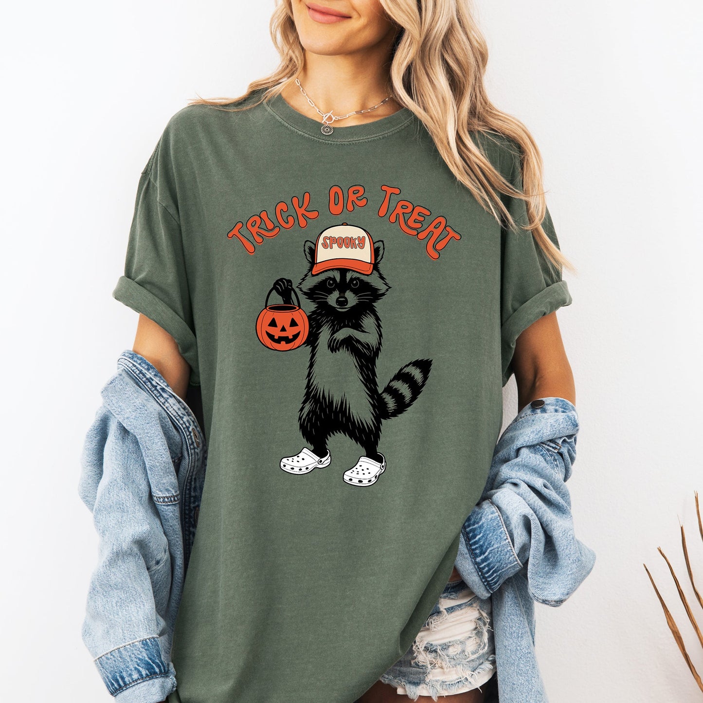 Trick or Treat, Feral Raccoon, Funny, Spooky, Halloween, Trending Graphic Tee, Tshirt, Comfort Colors T-Shirt