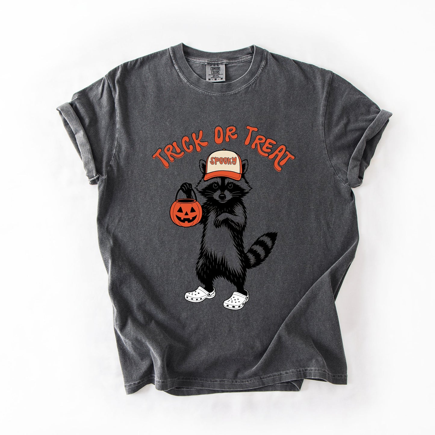 Trick or Treat, Feral Raccoon, Funny, Spooky, Halloween, Trending Graphic Tee, Tshirt, Comfort Colors T-Shirt