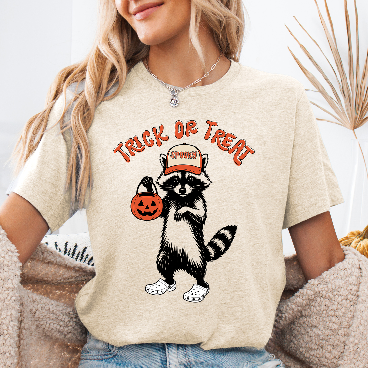 Trick or Treat, Feral Raccoon, Funny, Spooky, Halloween, Trending Graphic Tee, Tshirt