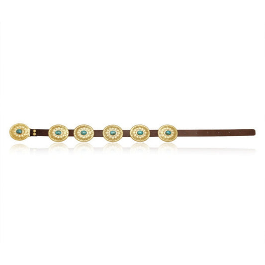 Turquoise and Brass Concho Belt