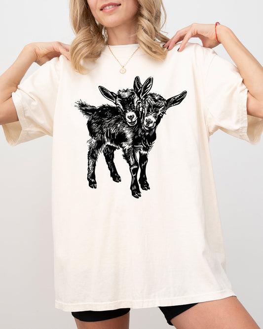 Two Headed Goat, Cute, Spooky, Halloween, Creepy Shirt Comfort Colors T-Shirt