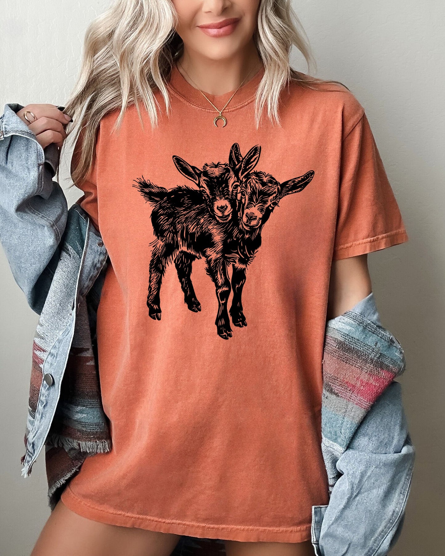 Two Headed Goat, Cute, Spooky, Halloween, Creepy Shirt Comfort Colors T-Shirt