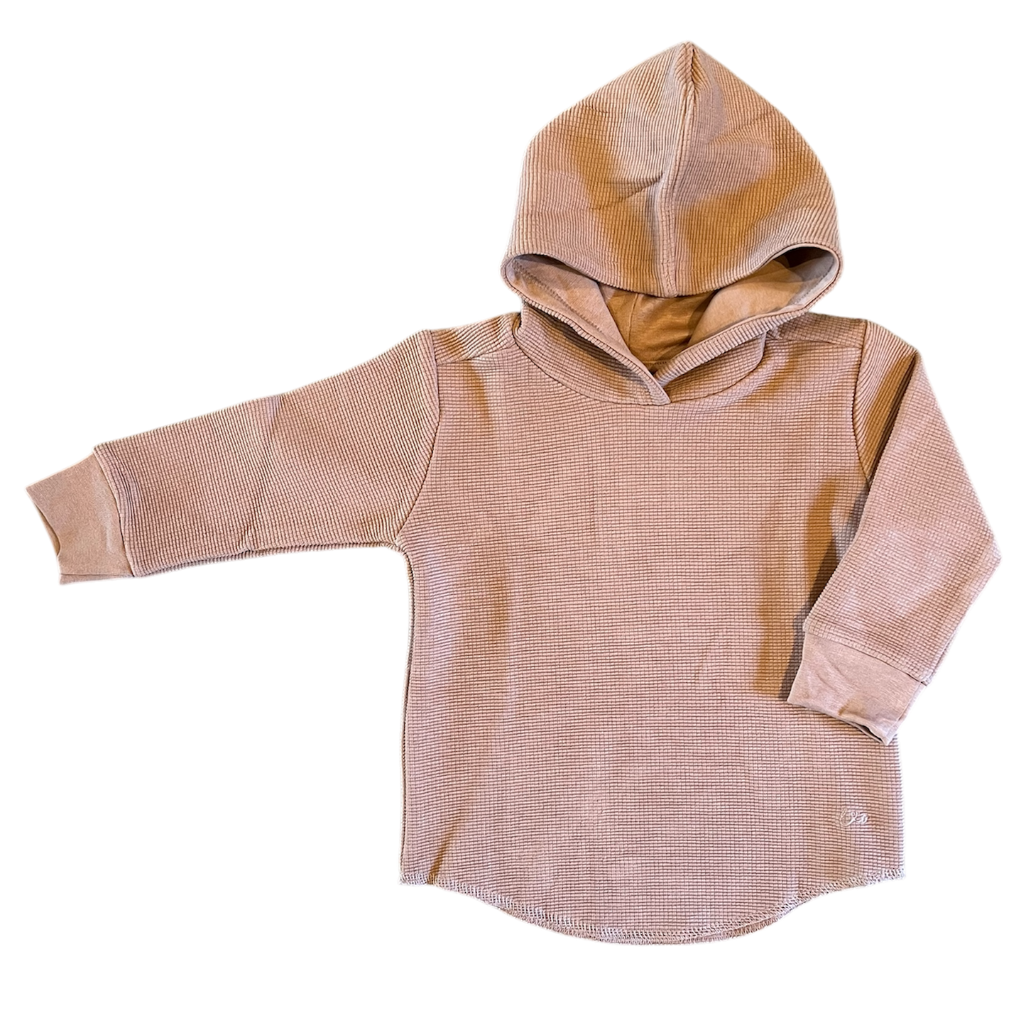 Waffle Knit Hooded Pullover Cozy Pullover Umber