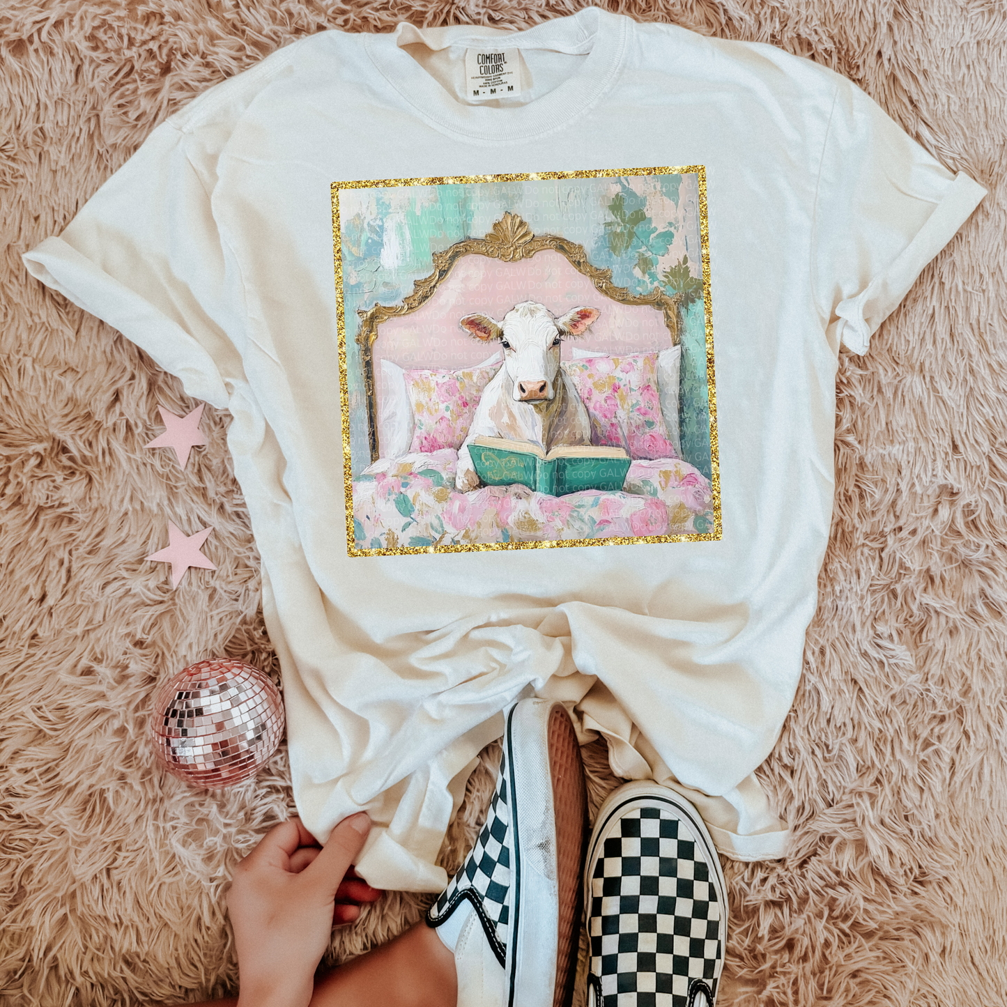 Floral Cow In Bed Design Tee or Sweatshirt Gunpowder and Lace Boutique Nac
