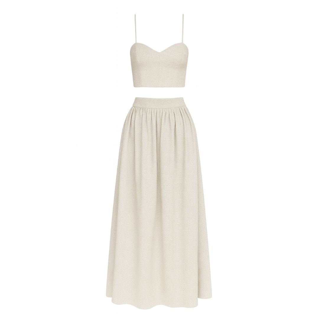 Sand Linen Cropped Top and Matching Skirt 100% Egyptian Linen ADIBA