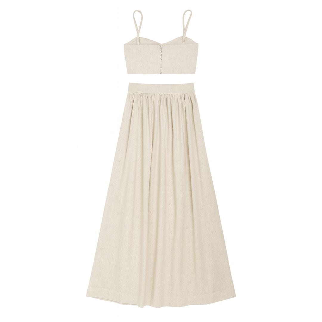 Sand Linen Cropped Top and Matching Skirt 100% Egyptian Linen ADIBA