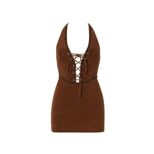 Mahogany Bloom Suede Fitted Dress ADIBA