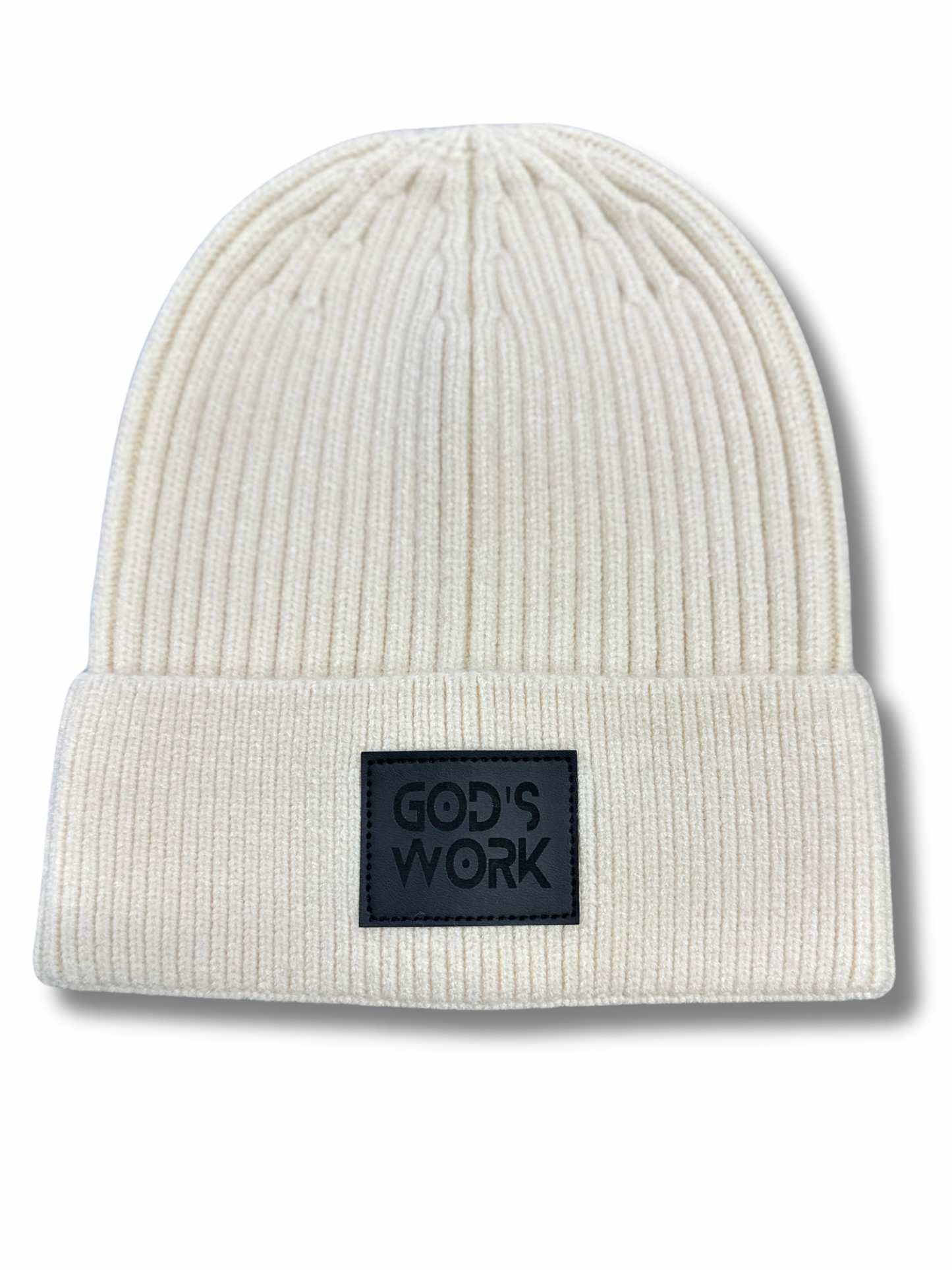 Premium Leather Patch Beanie Comfortable Fit God's Work