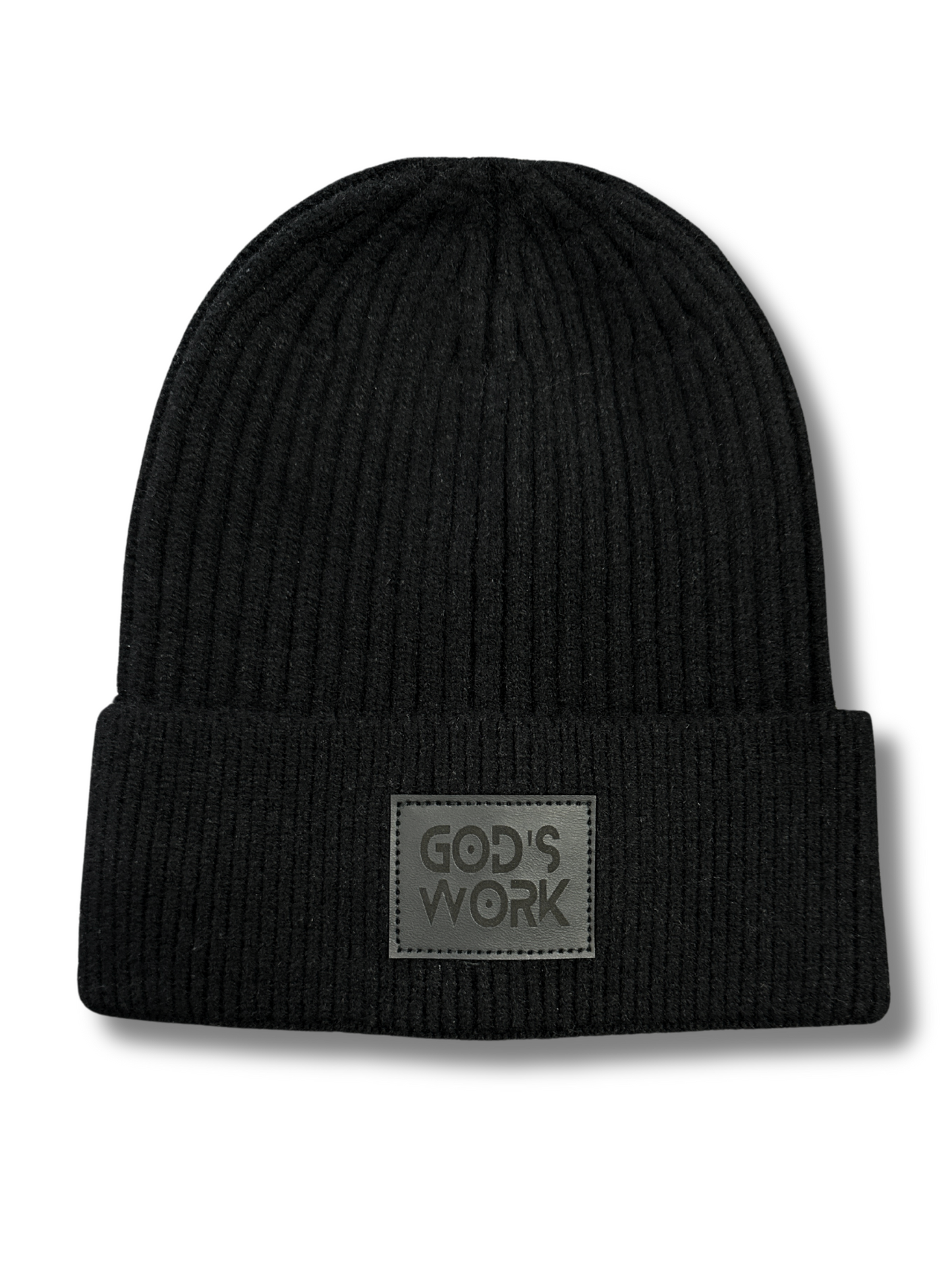 Premium Leather Patch Beanie Comfortable Fit God's Work