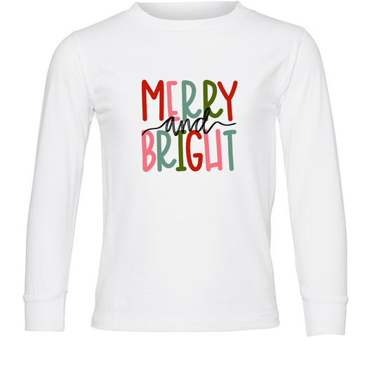 Merry & Bright Long Sleeve Graphic Tee Unisex Bella Canvas