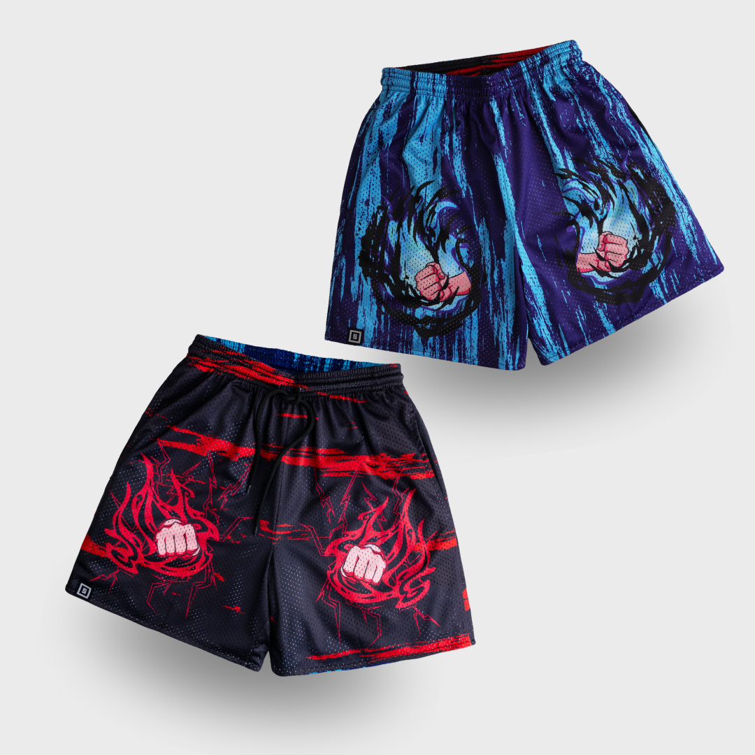 Black Fist Reversible Shorts with Air Ventilation Unisex