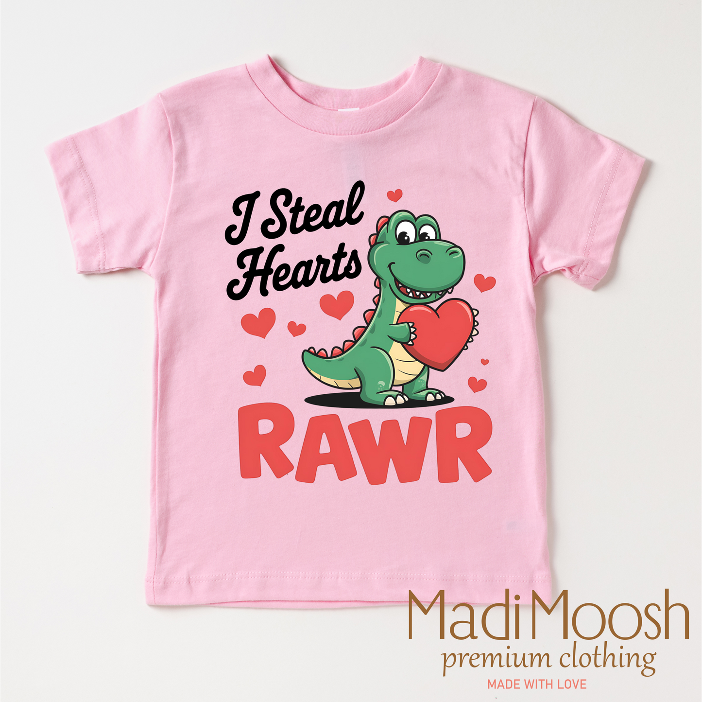 I Steal Hearts T-Rex Valentine's Day Shirt - Dinosaur Valentine's Tee