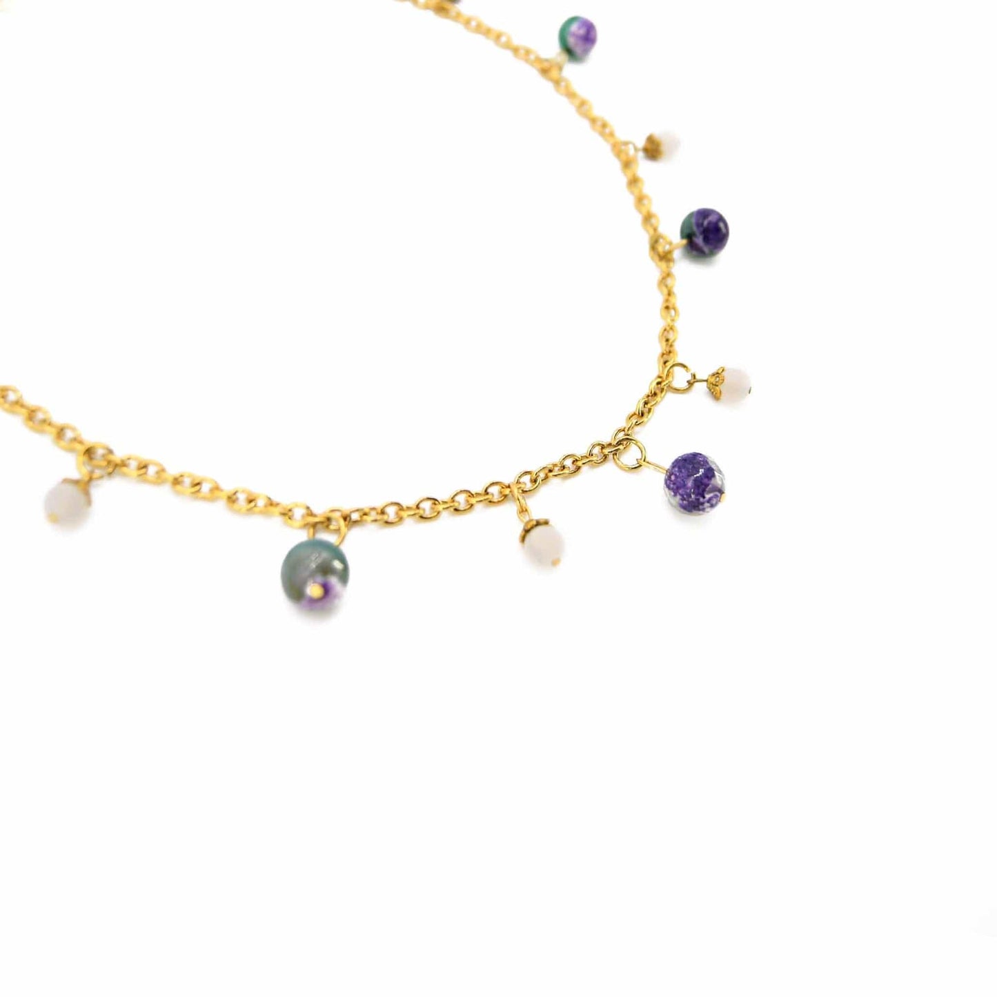Verbena Gold Plated Necklace with Jade Charms ADIBA