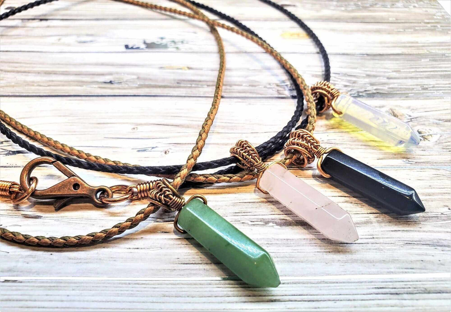 Wire Wrapped Pointed Crystal Necklace Vegan Friendly Necklace Alexa Martha Designs