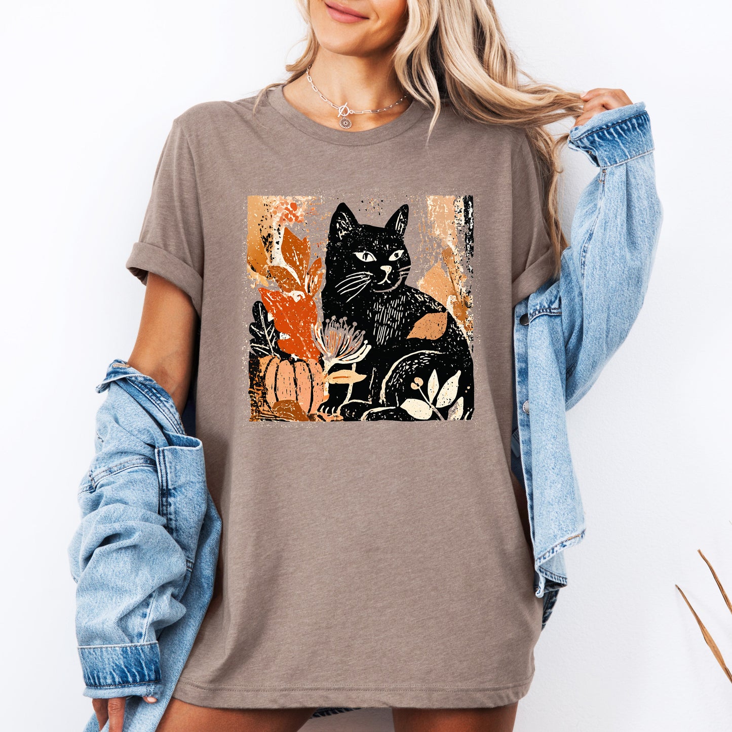 Vintage Black Cat Autumn Halloween Pumpkin T-shirt Refinery Number One